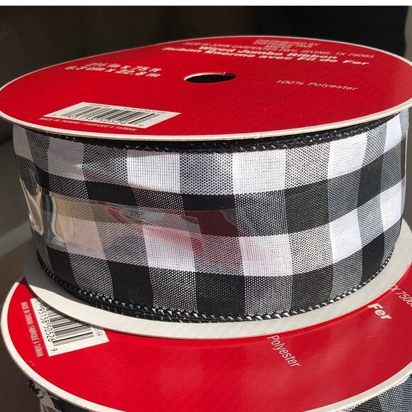 Celebrate It Other - NWT 1 Celebrate It Checkered Wired Jumbo Ribbon Black/White Rolls